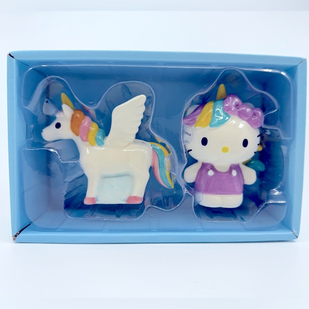 Hello Kitty Unicorn Salt‎ & Pepper Set by Blue Sky Colorful, Hand Painted, NEW!